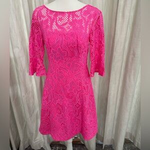 Lilly Pulitzer Bright Fuchsia Lace Midi Dress